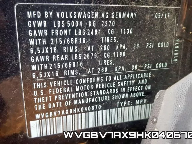 WVGBV7AX9HK040670 фото 2