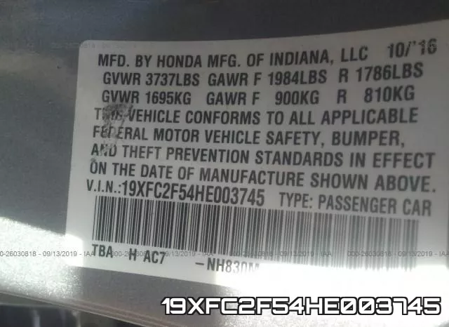 19XFC2F54HE003745 фото 10
