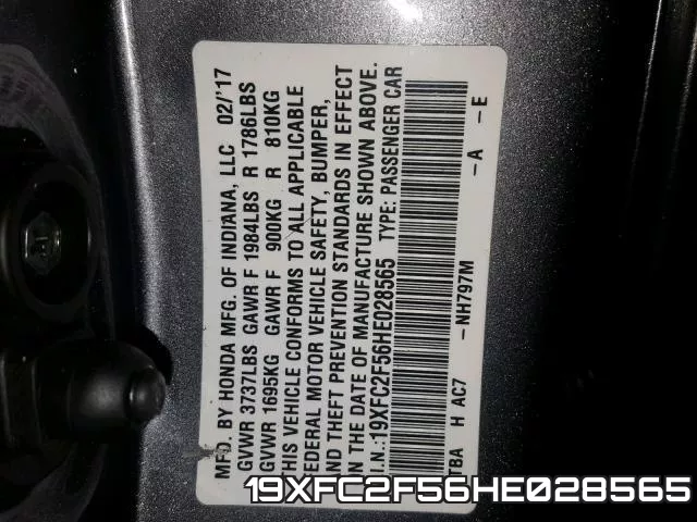 19XFC2F56HE028565 фото 2
