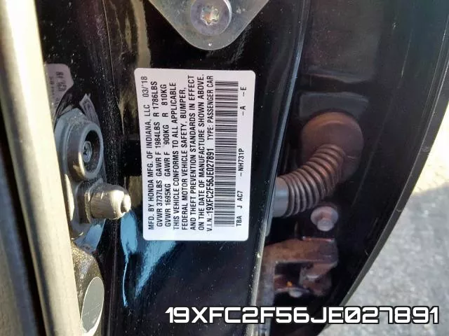 19XFC2F56JE027891 фото 2