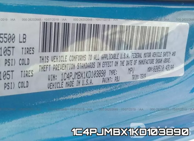1C4PJMBX1KD103890 фото 10