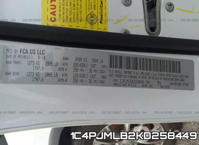 1C4PJMLB2KD258449 фото 10