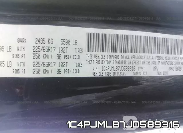 1C4PJMLB7JD589316 фото 10