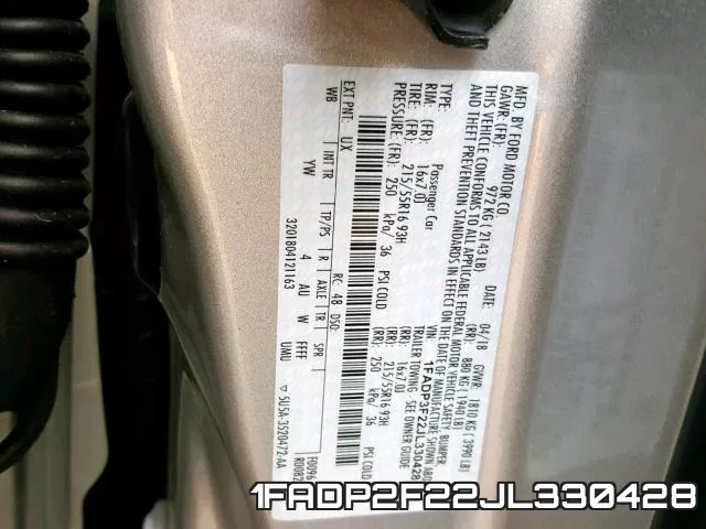 1FADP2F22JL330428 фото 2