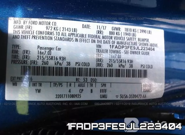 1FADP3FE9JL223404 фото 10