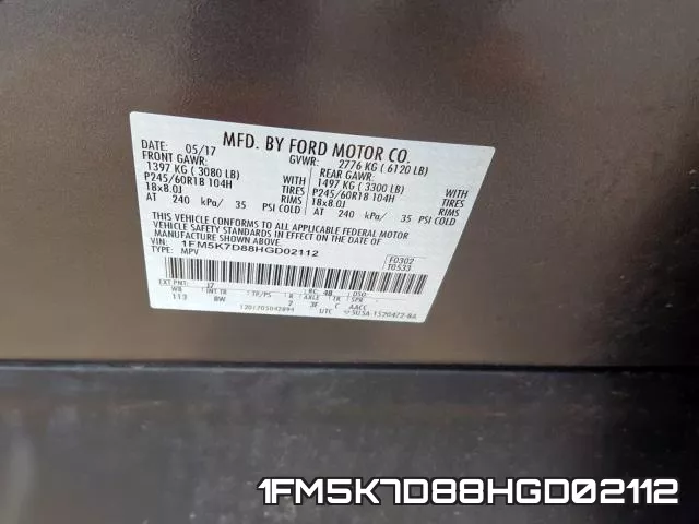 1FM5K7D88HGD02112 фото 2