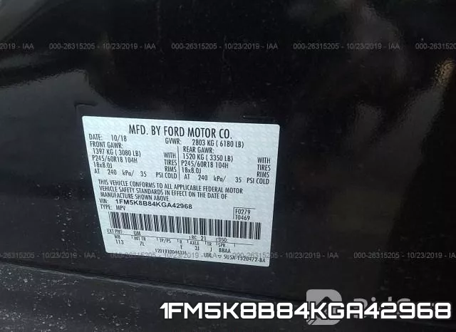 1FM5K8B84KGA42968 фото 10