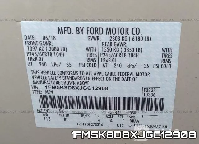 1FM5K8D8XJGC12908 фото 10