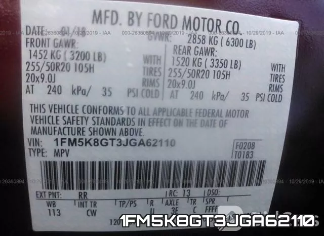 1FM5K8GT3JGA62110 фото 9
