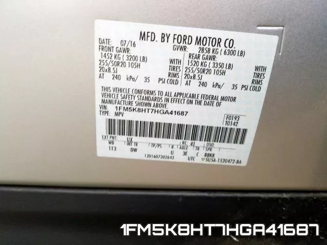 1FM5K8HT7HGA41687 фото 2