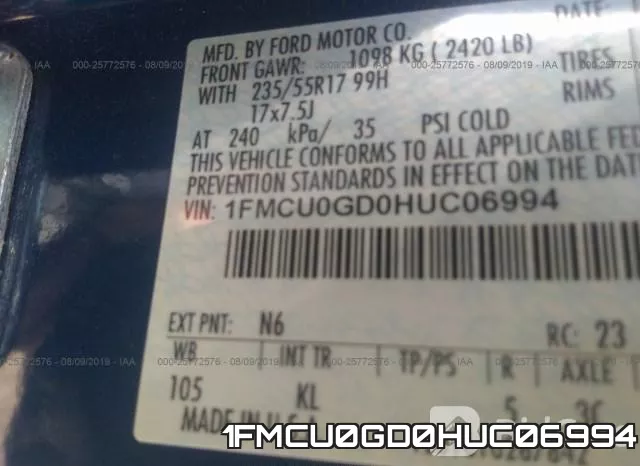 1FMCU0GD0HUC06994 фото 10