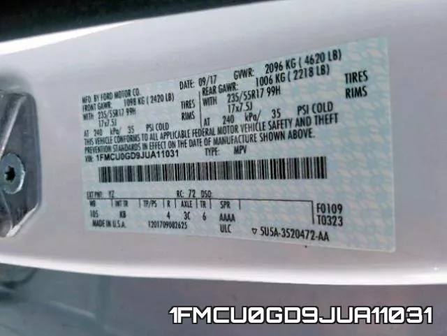 1FMCU0GD9JUA11031 фото 2