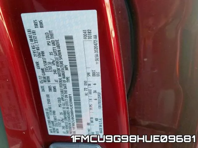 1FMCU9G98HUE09681 фото 2
