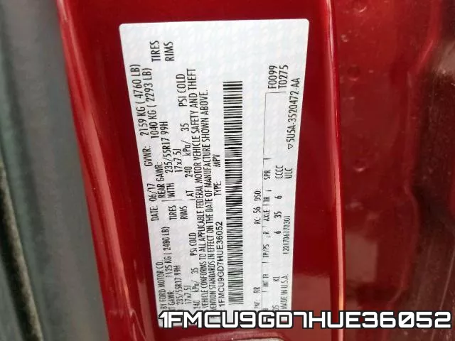 1FMCU9GD7HUE36052 фото 2