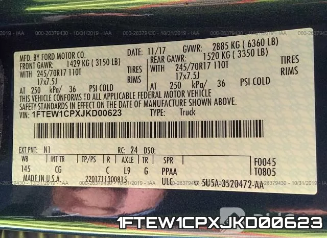 1FTEW1CPXJKD00623 фото 9