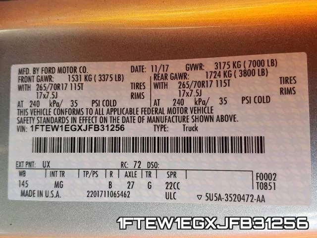 1FTEW1EGXJFB31256 фото 2