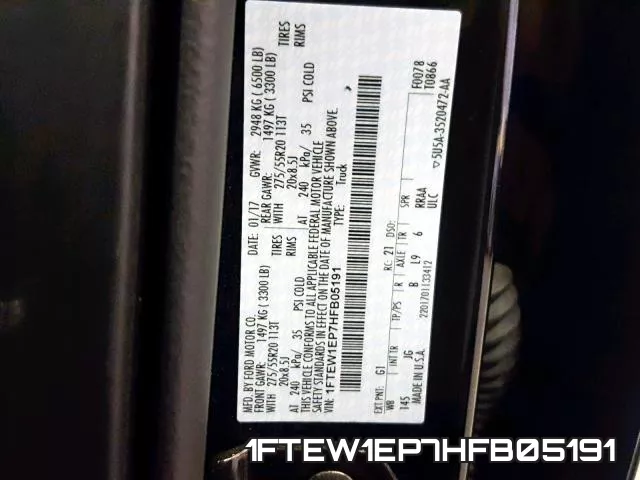 1FTEW1EP7HFB05191 фото 2