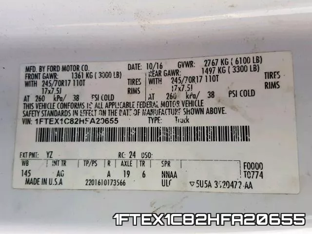 1FTEX1C82HFA20655 фото 2