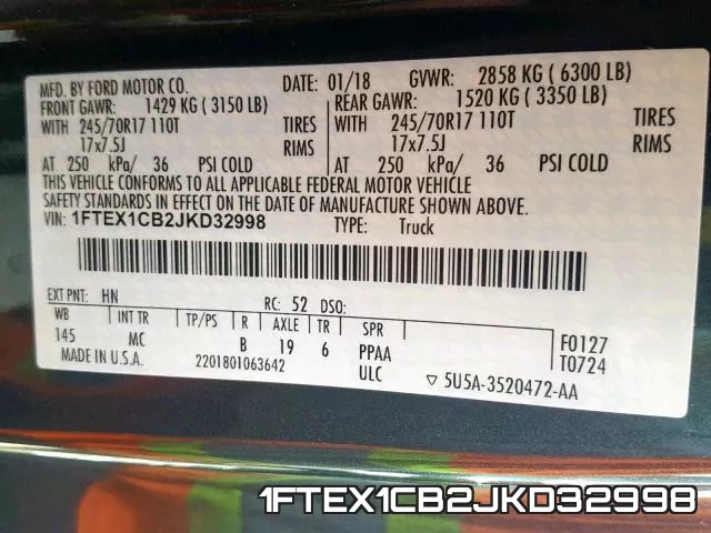 1FTEX1CB2JKD32998 фото 2
