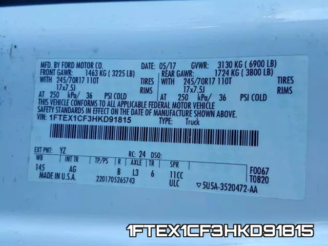 1FTEX1CF3HKD91815 фото 2
