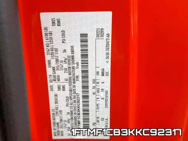 1FTMF1CB3KKC92317 фото 2