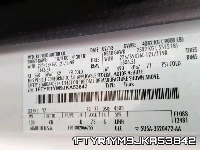 1FTYR1YM9JKA53842 фото 2