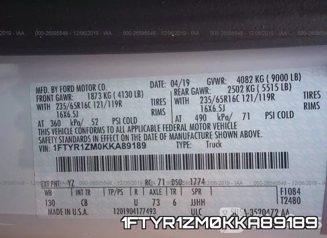 1FTYR1ZM0KKA89189 фото 9