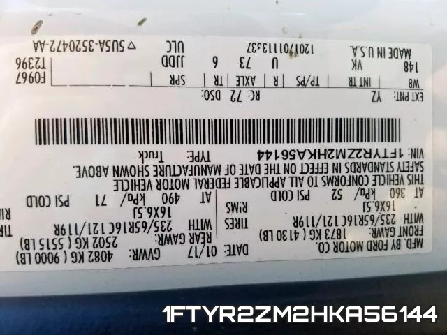 1FTYR2ZM2HKA56144 фото 2