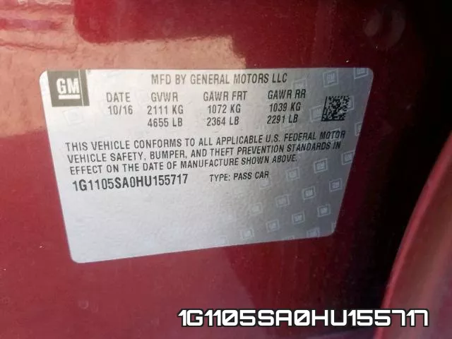 1G1105SA0HU155717 фото 2