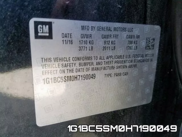 1G1BC5SM0H7190049 фото 2