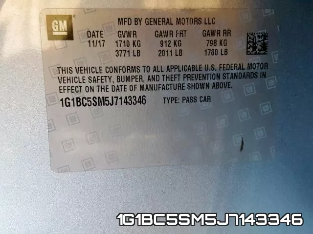 1G1BC5SM5J7143346 фото 2
