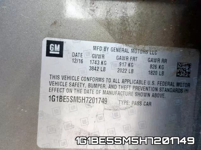 1G1BE5SM5H7201749 фото 2
