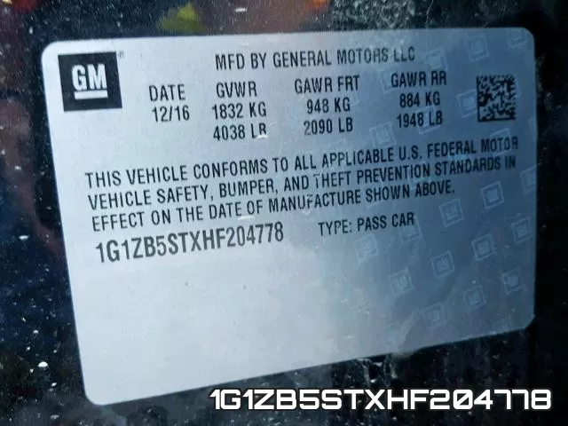1G1ZB5STXHF204778 фото 2