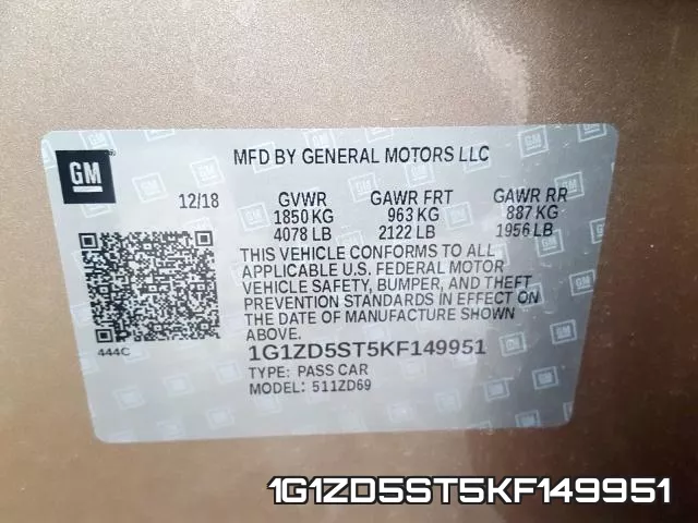 1G1ZD5ST5KF149951 фото 2