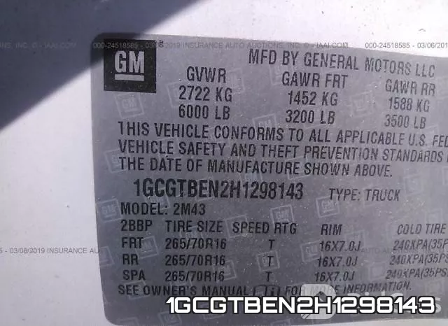 1GCGTBEN2H1298143 фото 10