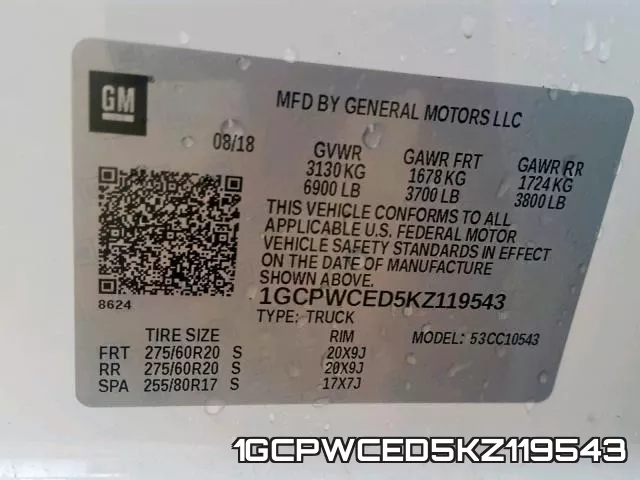 1GCPWCED5KZ119543 фото 2