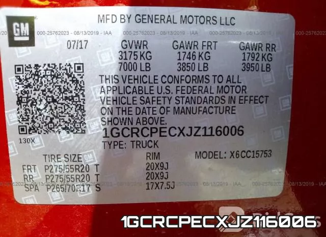 1GCRCPECXJZ116006 фото 10
