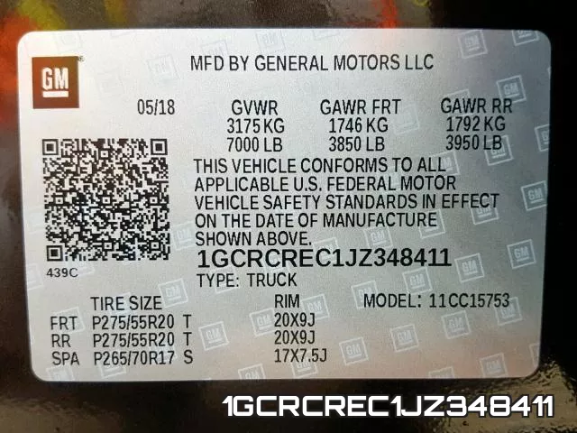 1GCRCREC1JZ348411 фото 2