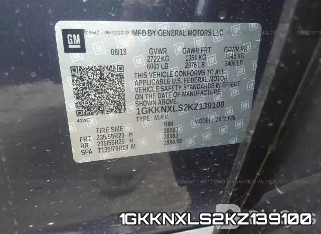 1GKKNXLS2KZ139100 фото 10