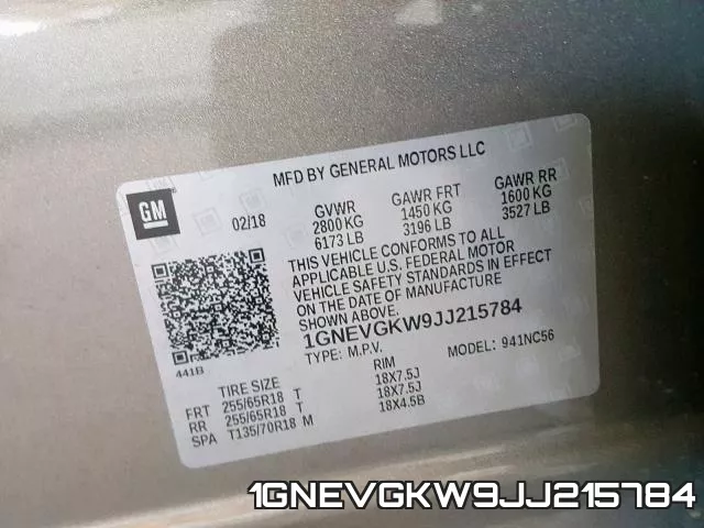 1GNEVGKW9JJ215784 фото 2