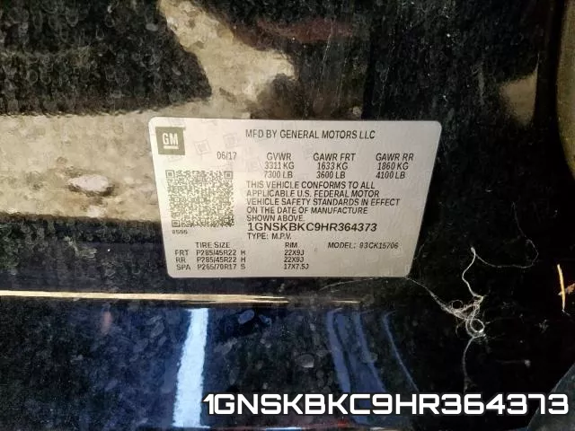 1GNSKBKC9HR364373 фото 2