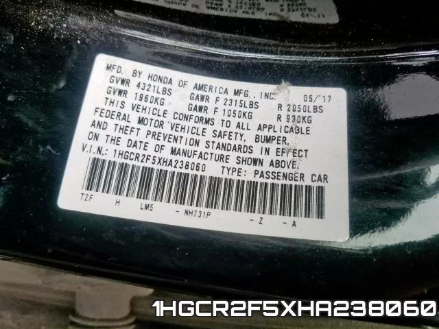 1HGCR2F5XHA238060 фото 2