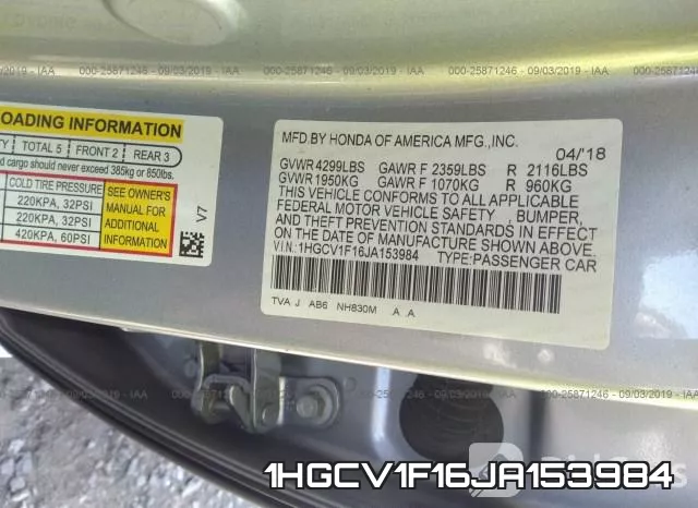 1HGCV1F16JA153984 фото 10