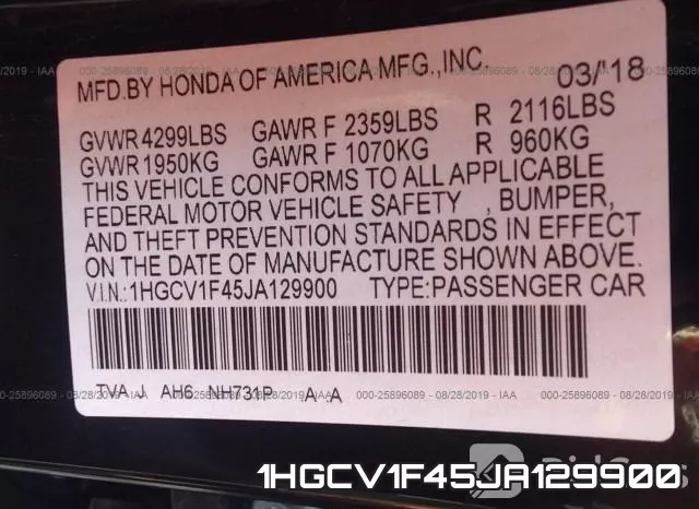 1HGCV1F45JA129900 фото 10