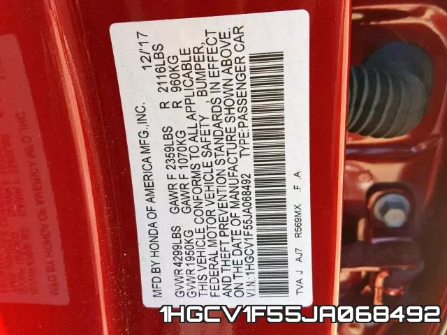 1HGCV1F55JA068492 фото 2
