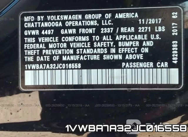 1VWBA7A32JC016558 фото 10