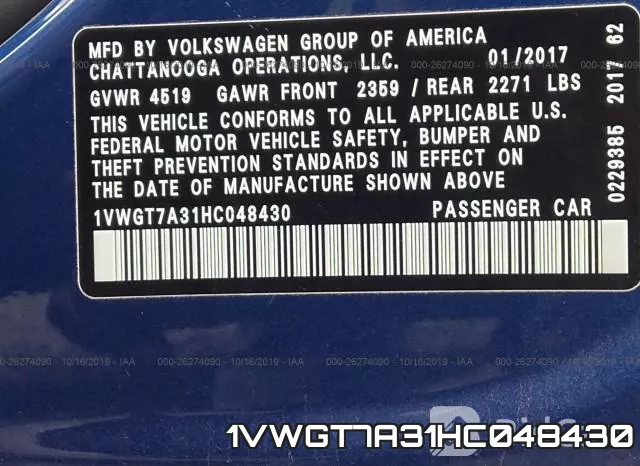 1VWGT7A31HC048430 фото 10