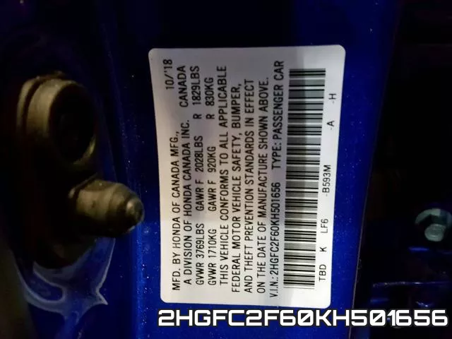 2HGFC2F60KH501656 фото 2