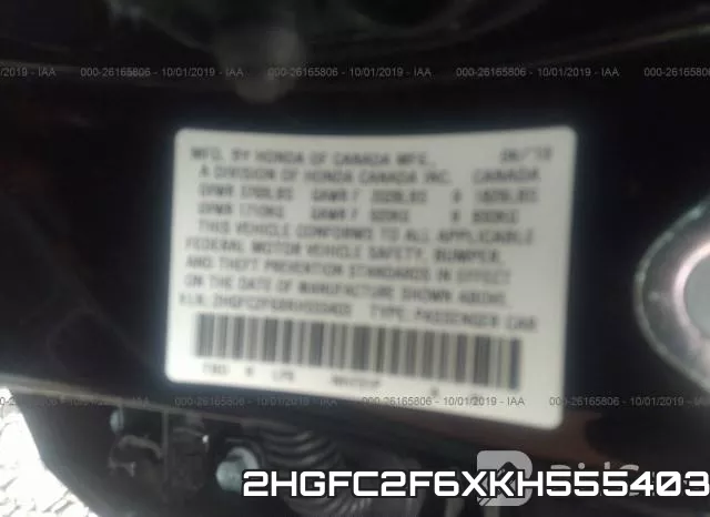 2HGFC2F6XKH555403 фото 10