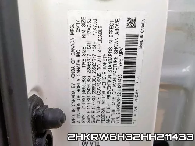 2HKRW6H32HH211433 фото 2